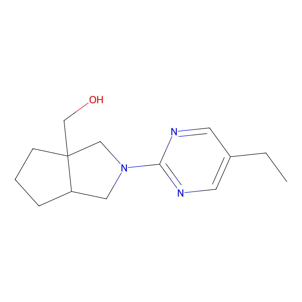 [2-(5-Ethylpyrimidin-2-yl)-octahydrocyclopenta[c]pyrrol-3a-yl]methanol molecular structure, CAS 2640873-72-7