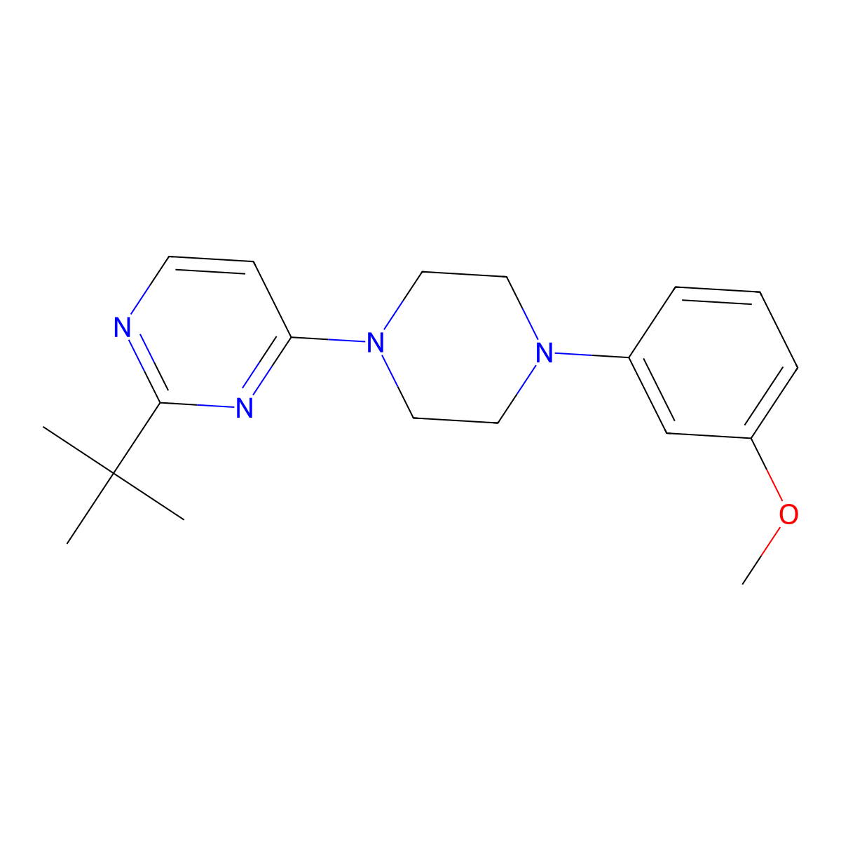 2-Tert-butyl-4-[4-(3-methoxyphenyl)piperazin-1-yl]pyrimidine molecular structure, CAS 2640873-78-3