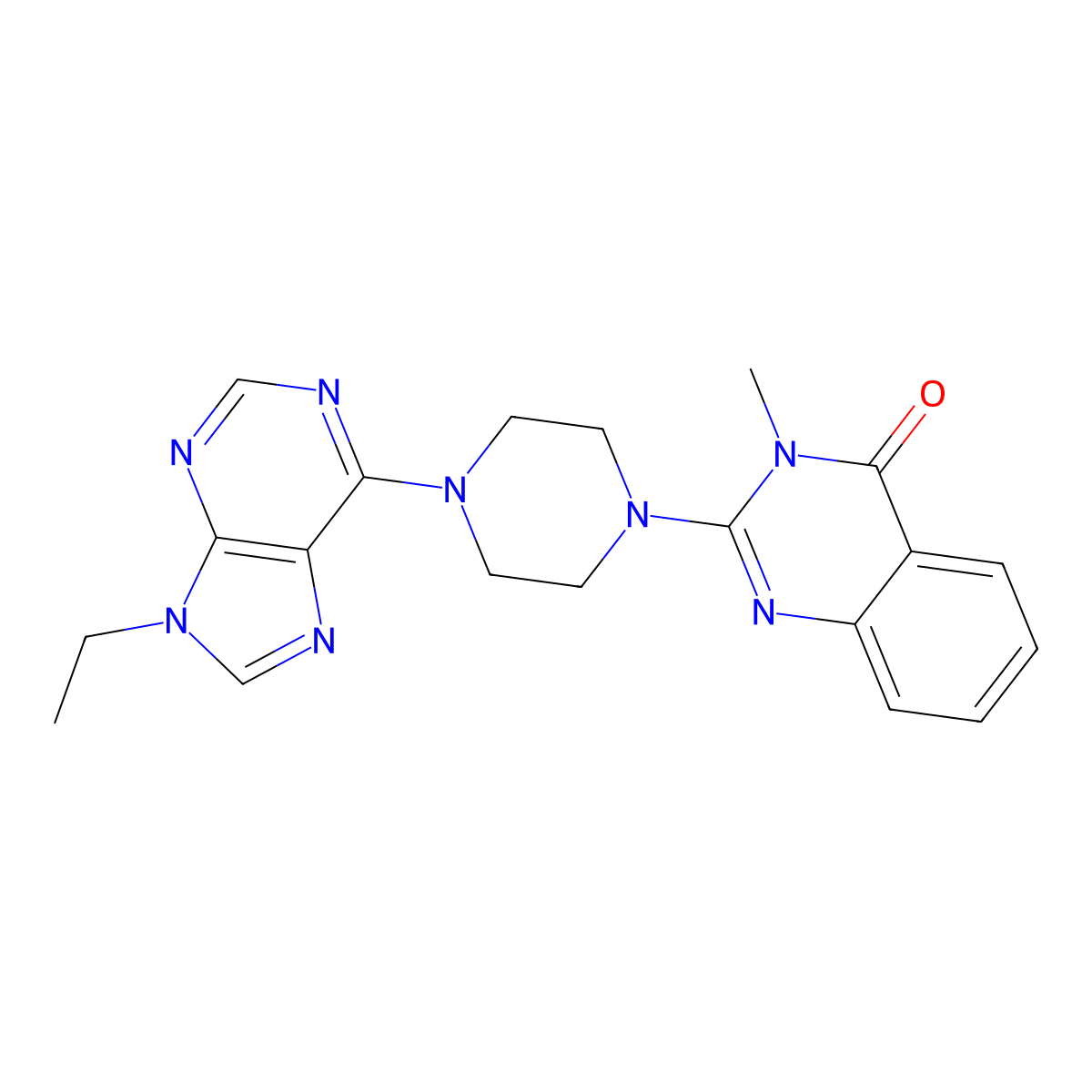 2-[4-(9-ethyl-9H-purin-6-yl)piperazin-1-yl]-3-methyl-3,4-dihydroquinazolin-4-one molecular structure, CAS 2640873-81-8