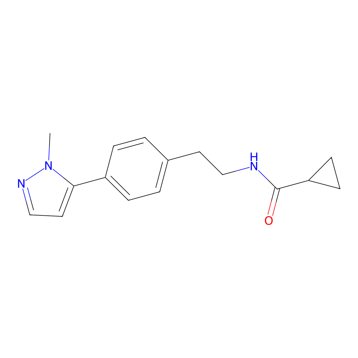 N-{2-[4-(1-methyl-1H-pyrazol-5-yl)phenyl]ethyl}cyclopropanecarboxamide molecular structure, CAS 2640873-87-4