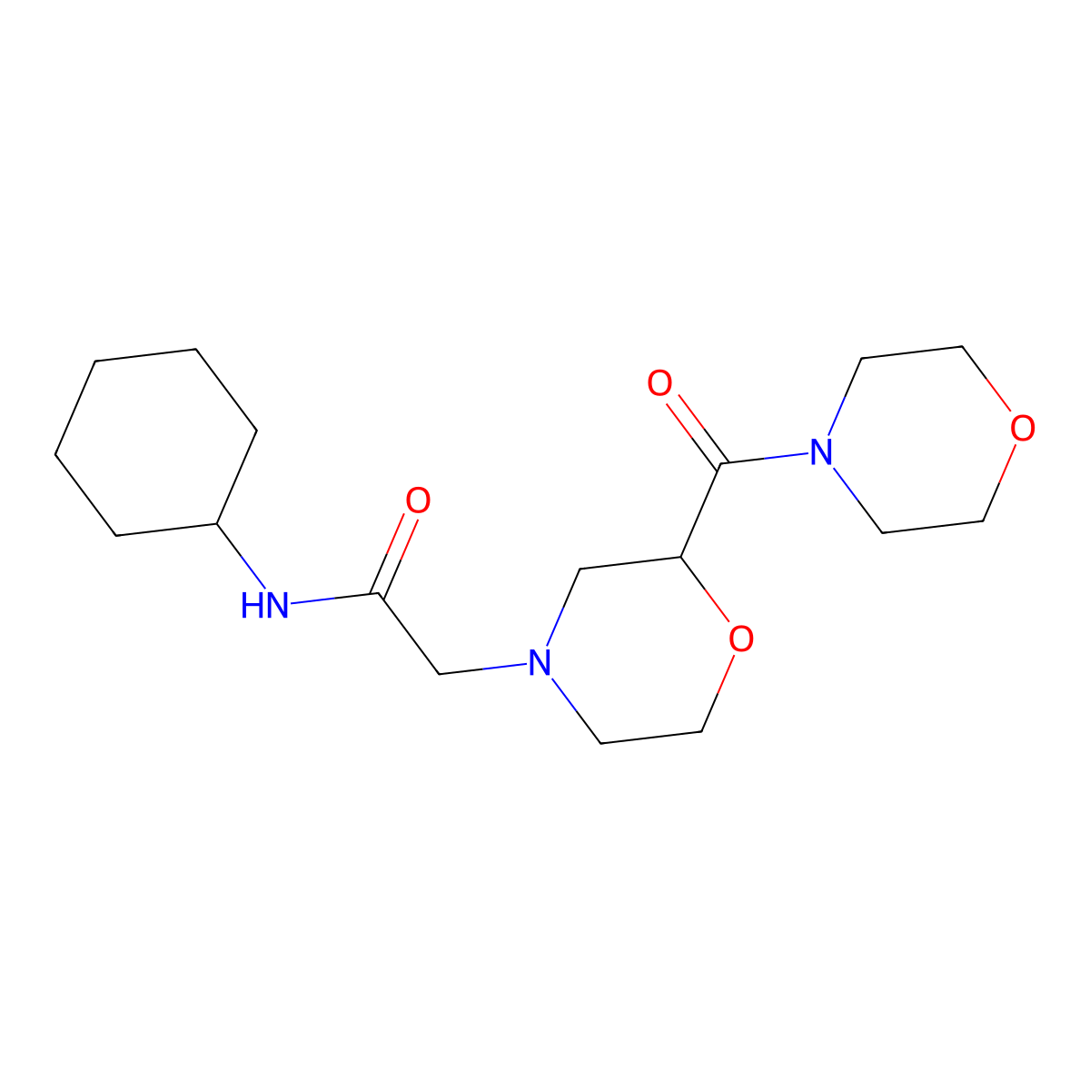 N-cyclohexyl-2-[2-(morpholine-4-carbonyl)morpholin-4-yl]acetamide molecular structure, CAS 2640873-93-2