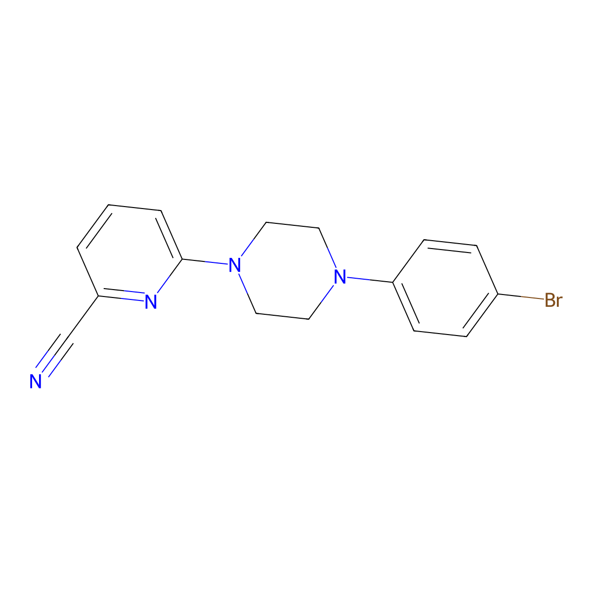 6-[4-(4-Bromophenyl)piperazin-1-yl]pyridine-2-carbonitrile molecular structure, CAS 2640874-00-4