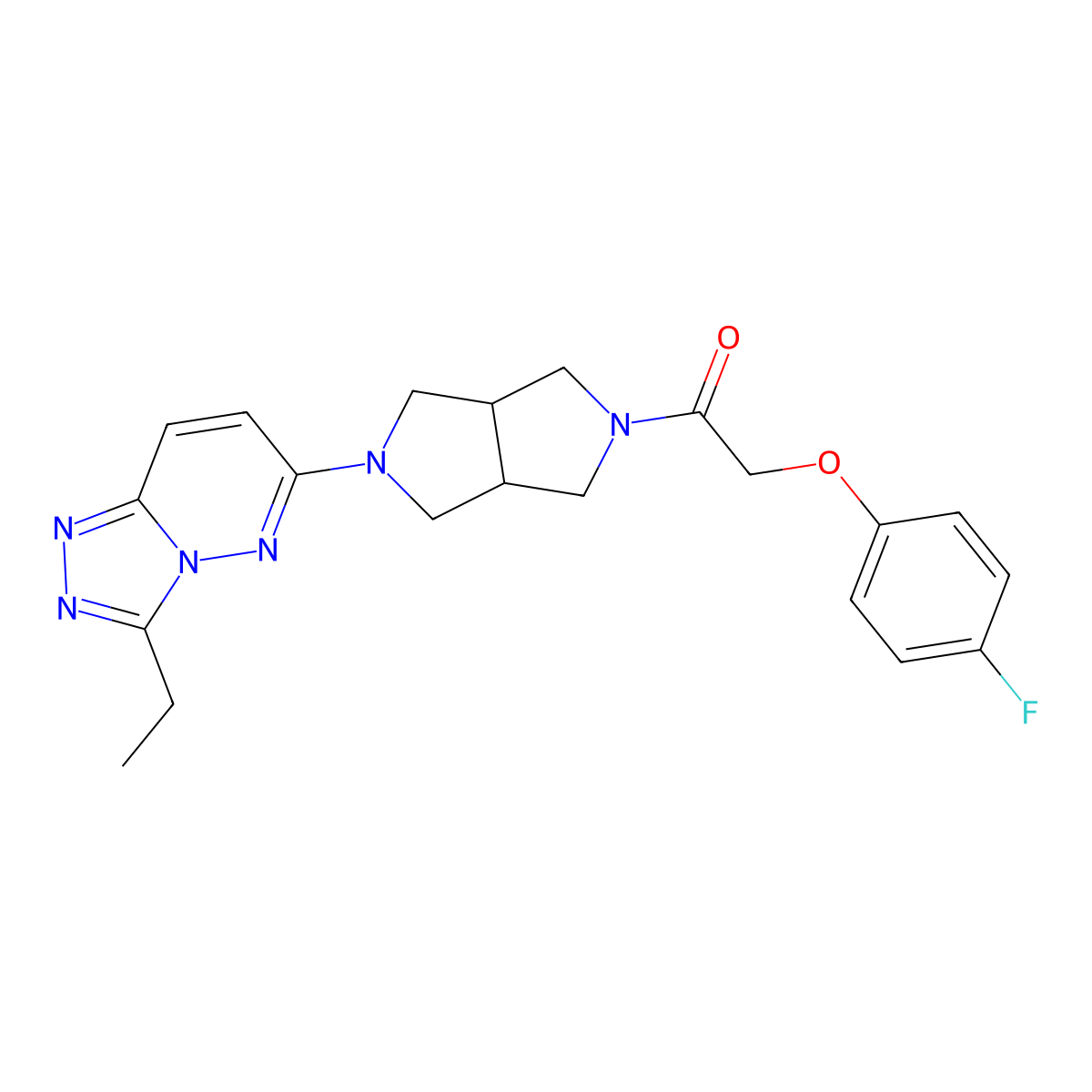 1-(5-{3-Ethyl-[1,2,4]triazolo[4,3-b]pyridazin-6-yl}-octahydropyrrolo[3,4-c]pyrrol-2-yl)-2-(4-fluorophenoxy)ethan-1-one molecular structure, CAS 2640874-01-5