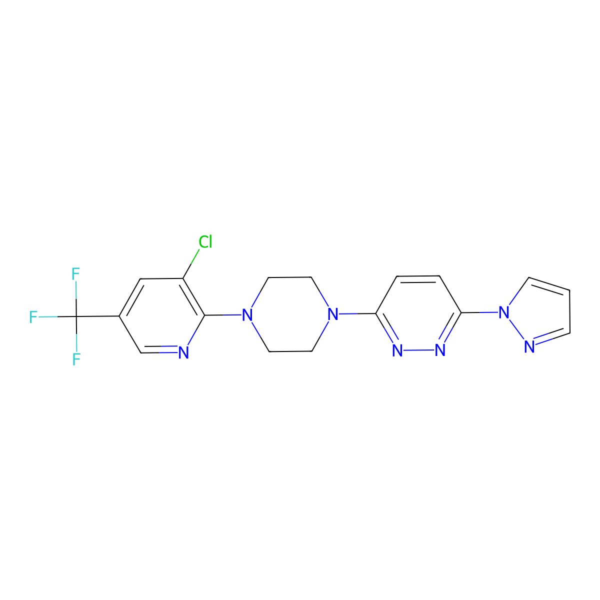 3-{4-[3-chloro-5-(trifluoromethyl)pyridin-2-yl]piperazin-1-yl}-6-(1H-pyrazol-1-yl)pyridazine molecular structure, CAS 2640874-15-1