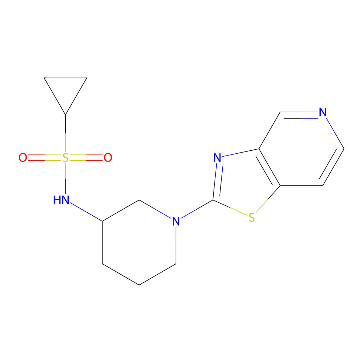 N-(1-{[1,3]thiazolo[4,5-c]pyridin-2-yl}piperidin-3-yl)cyclopropanesulfonamide molecular structure, CAS 2640874-16-2