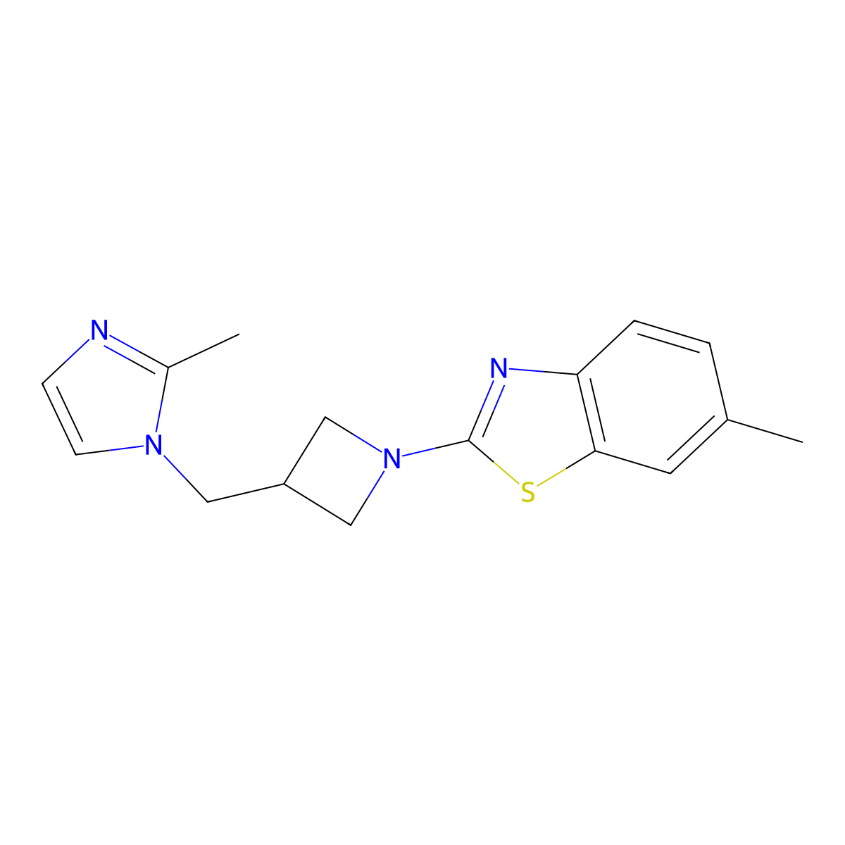 6-methyl-2-{3-[(2-methyl-1H-imidazol-1-yl)methyl]azetidin-1-yl}-1,3-benzothiazole molecular structure, CAS 2640874-18-4