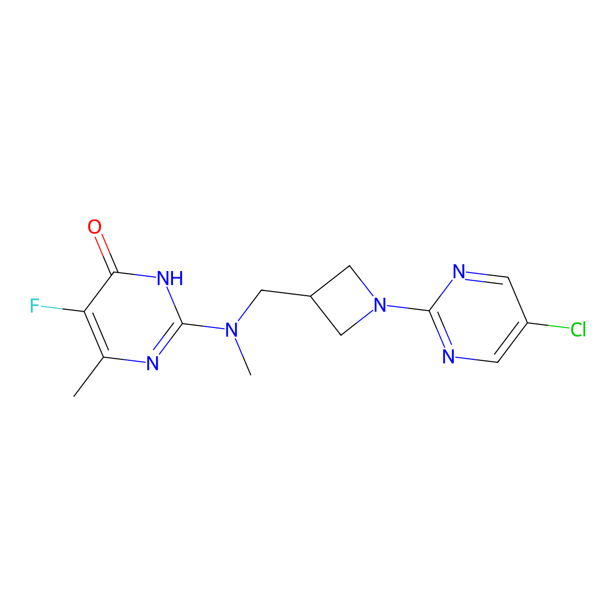 2-({[1-(5-Chloropyrimidin-2-yl)azetidin-3-yl]methyl}(methyl)amino)-5-fluoro-6-methyl-3,4-dihydropyrimidin-4-one molecular structure, CAS 2640874-28-6