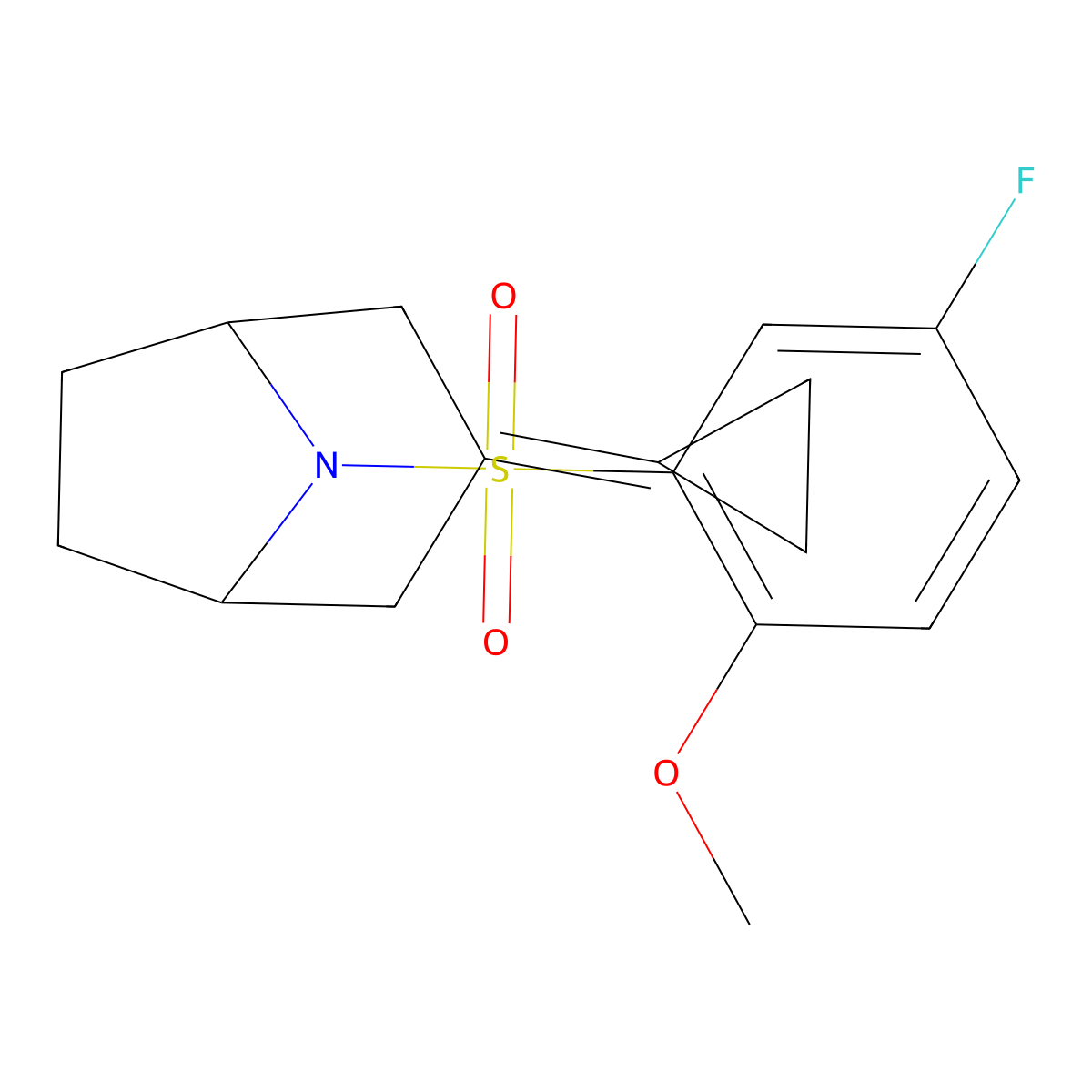 3-Cyclopropylidene-8-(5-fluoro-2-methoxybenzenesulfonyl)-8-azabicyclo[3.2.1]octane molecular structure, CAS 2640874-32-2