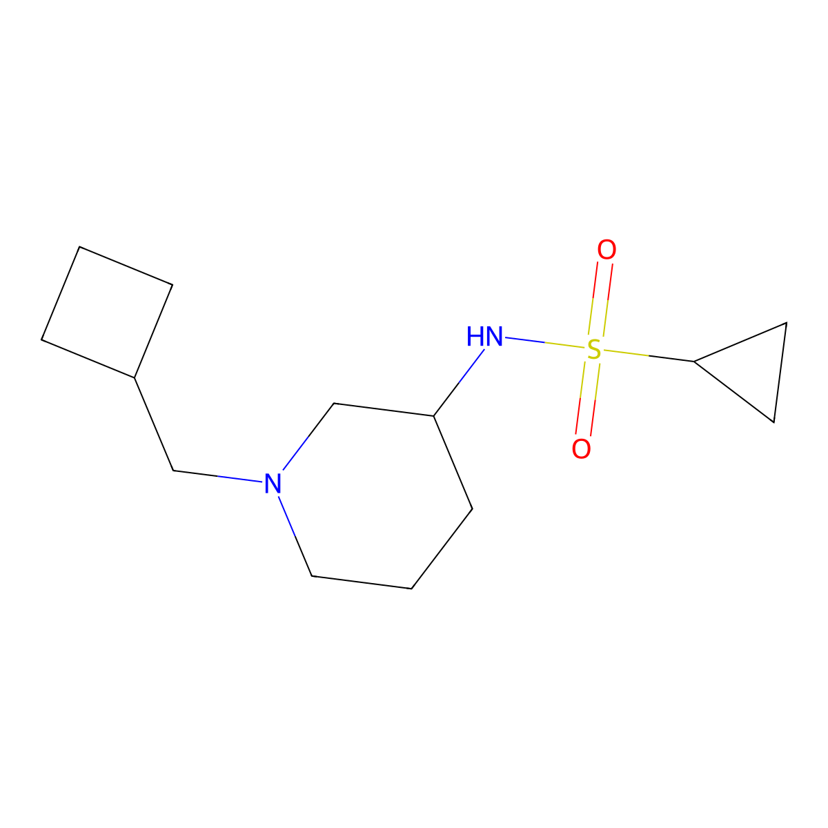 N-[1-(cyclobutylmethyl)piperidin-3-yl]cyclopropanesulfonamide molecular structure, CAS 2640874-35-5