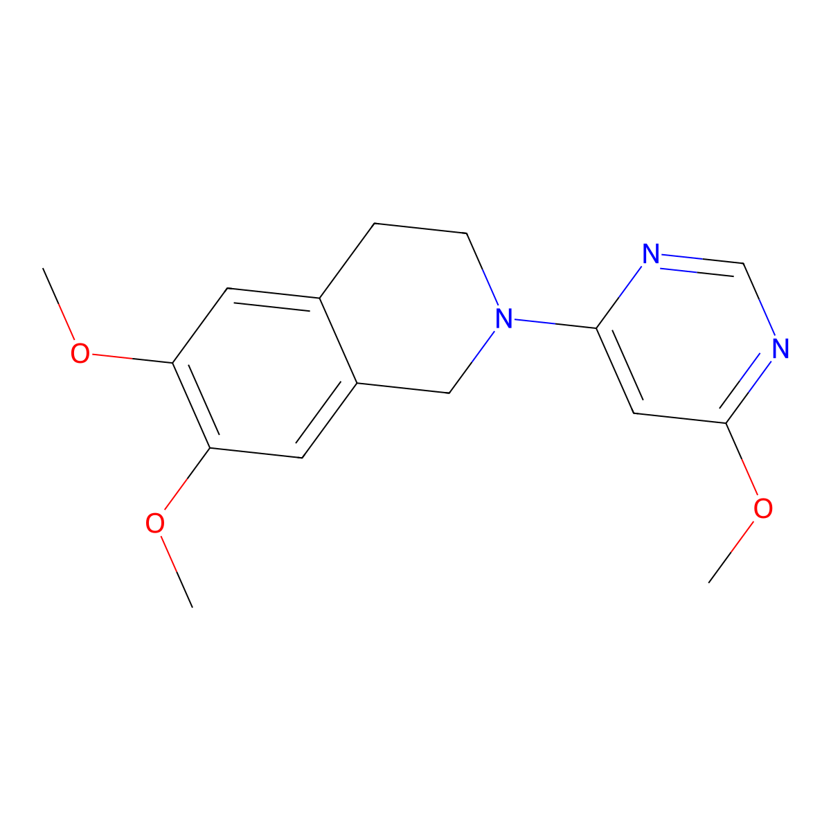 6,7-Dimethoxy-2-(6-methoxypyrimidin-4-yl)-1,2,3,4-tetrahydroisoquinoline molecular structure, CAS 2640874-41-3