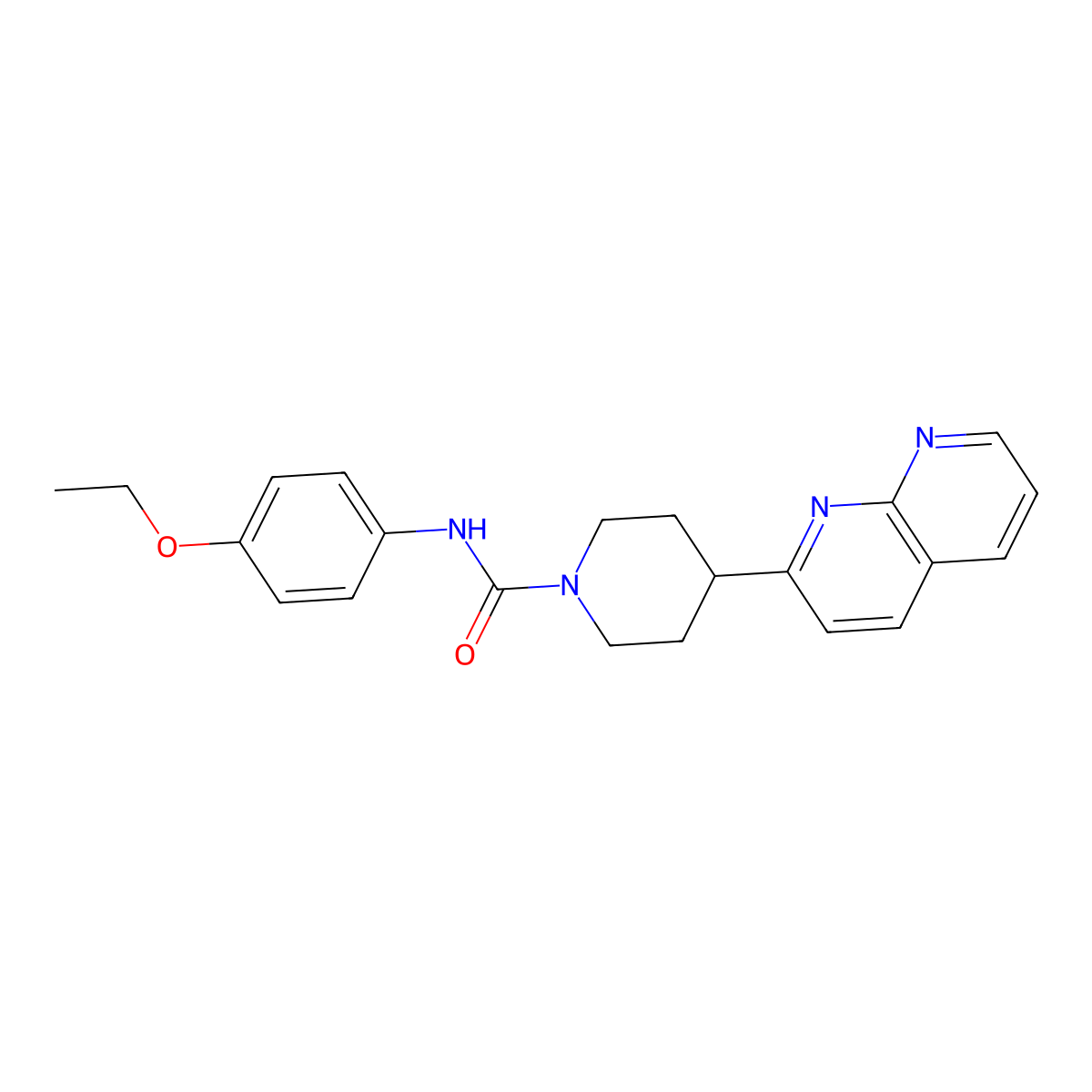 N-(4-ethoxyphenyl)-4-(1,8-naphthyridin-2-yl)piperidine-1-carboxamide molecular structure, CAS 2640874-42-4