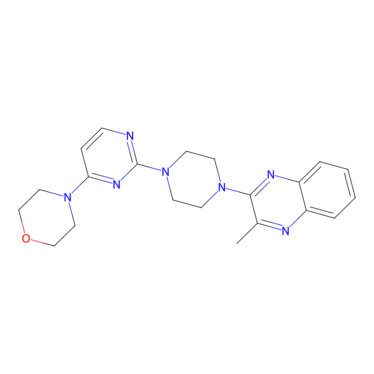 2-Methyl-3-{4-[4-(morpholin-4-yl)pyrimidin-2-yl]piperazin-1-yl}quinoxaline molecular structure, CAS 2640874-50-4