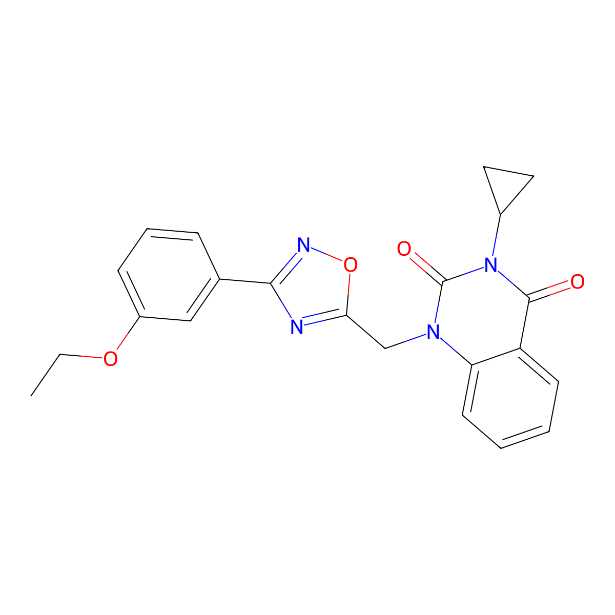 3-Cyclopropyl-1-{[3-(3-ethoxyphenyl)-1,2,4-oxadiazol-5-yl]methyl}-1,2,3,4-tetrahydroquinazoline-2,4-dione molecular structure, CAS 2640874-53-7