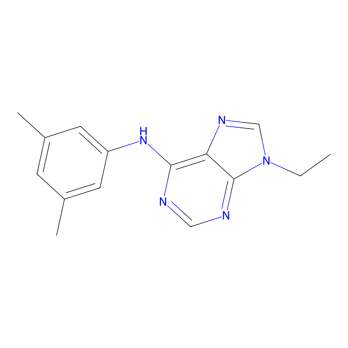 N-(3,5-dimethylphenyl)-9-ethyl-9H-purin-6-amine molecular structure, CAS 2640874-54-8