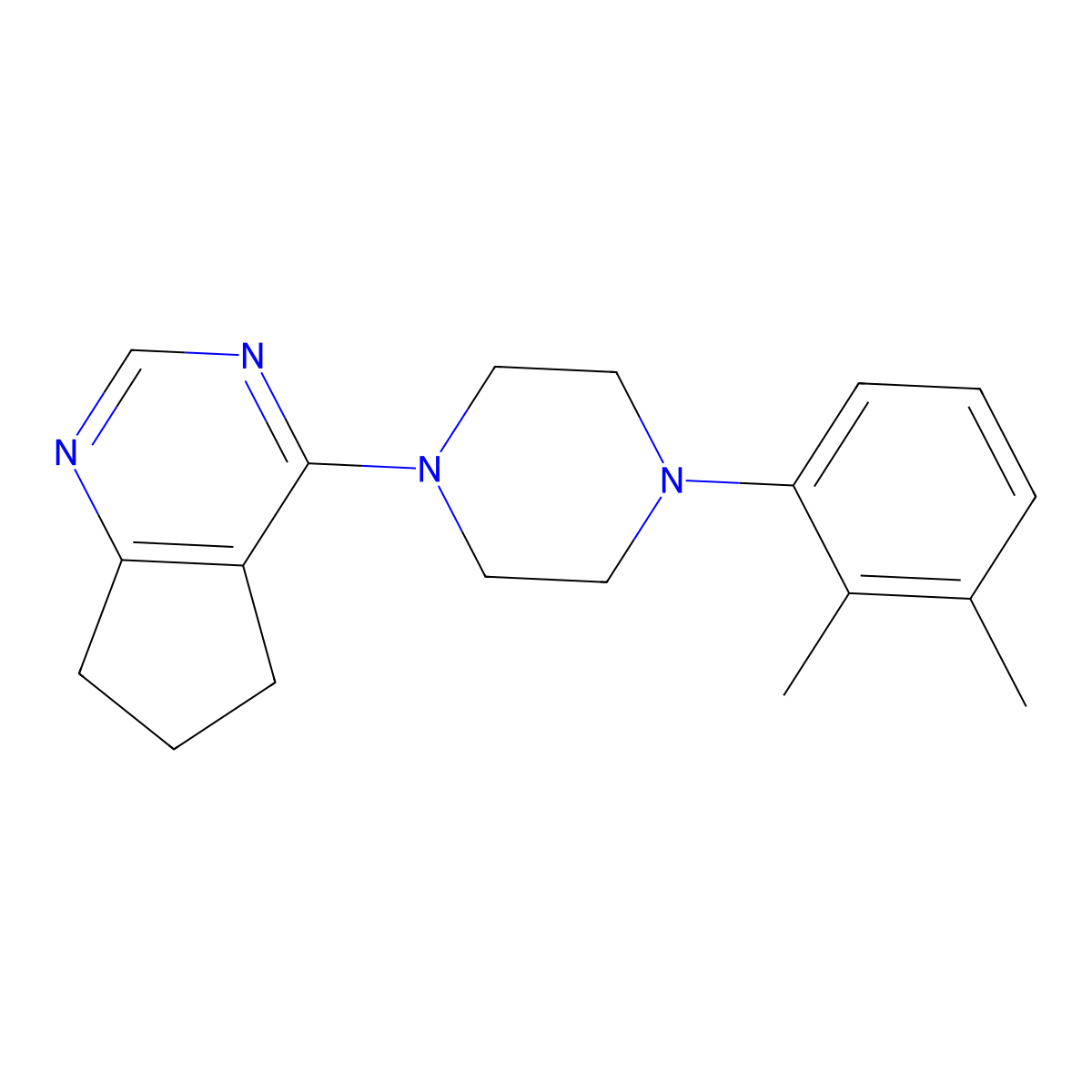 1-{5H,6H,7H-cyclopenta[d]pyrimidin-4-yl}-4-(2,3-dimethylphenyl)piperazine molecular structure, CAS 2640874-58-2