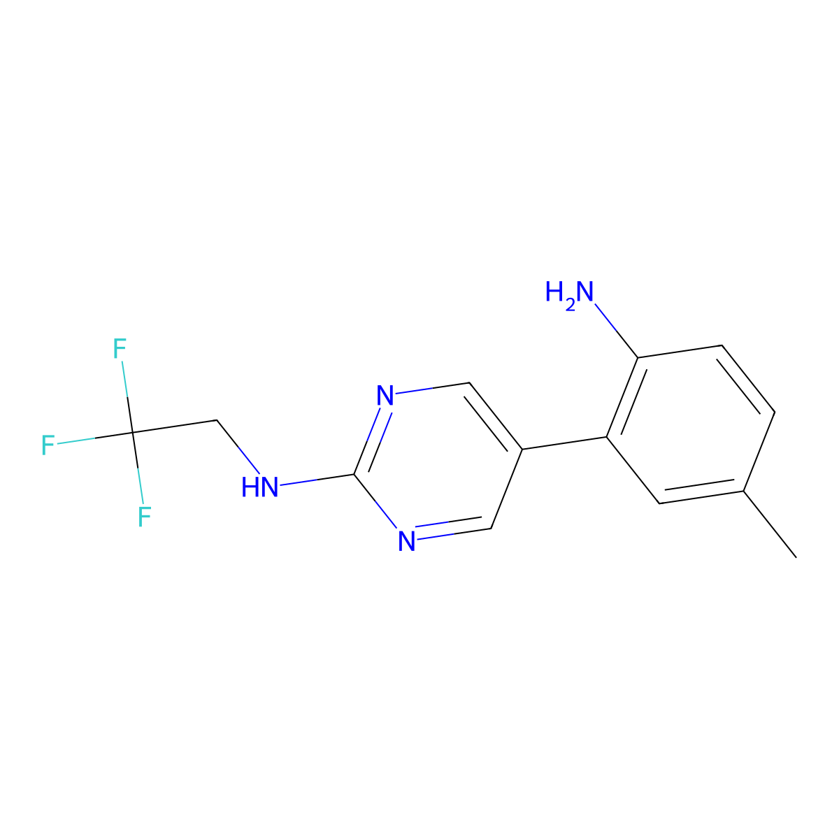 5-(2-amino-5-methylphenyl)-N-(2,2,2-trifluoroethyl)pyrimidin-2-amine molecular structure, CAS 2640874-62-8
