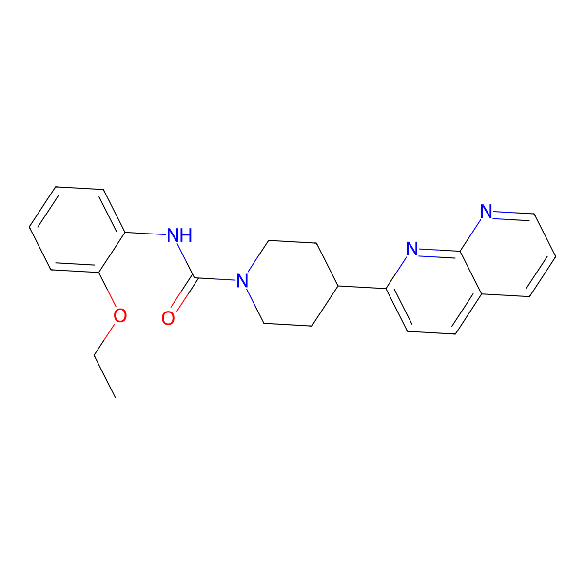 N-(2-ethoxyphenyl)-4-(1,8-naphthyridin-2-yl)piperidine-1-carboxamide molecular structure, CAS 2640874-65-1