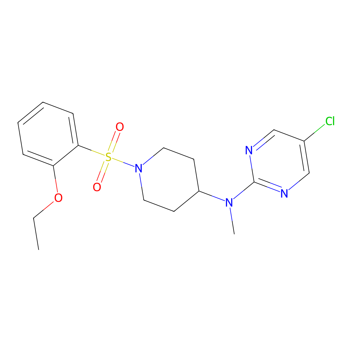 5-chloro-N-[1-(2-ethoxybenzenesulfonyl)piperidin-4-yl]-N-methylpyrimidin-2-amine molecular structure, CAS 2640874-70-8