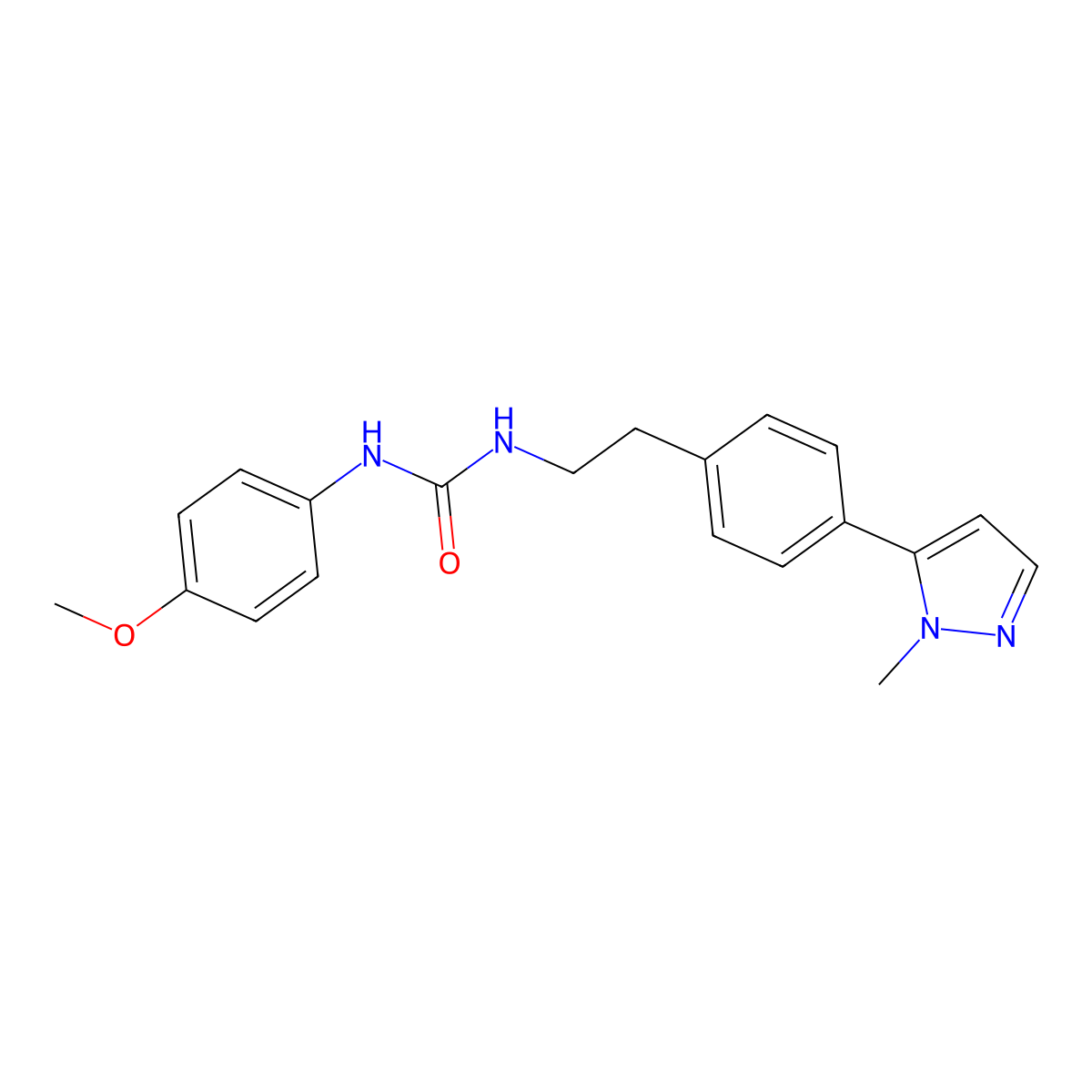 1-(4-methoxyphenyl)-3-{2-[4-(1-methyl-1H-pyrazol-5-yl)phenyl]ethyl}urea molecular structure, CAS 2640874-71-9
