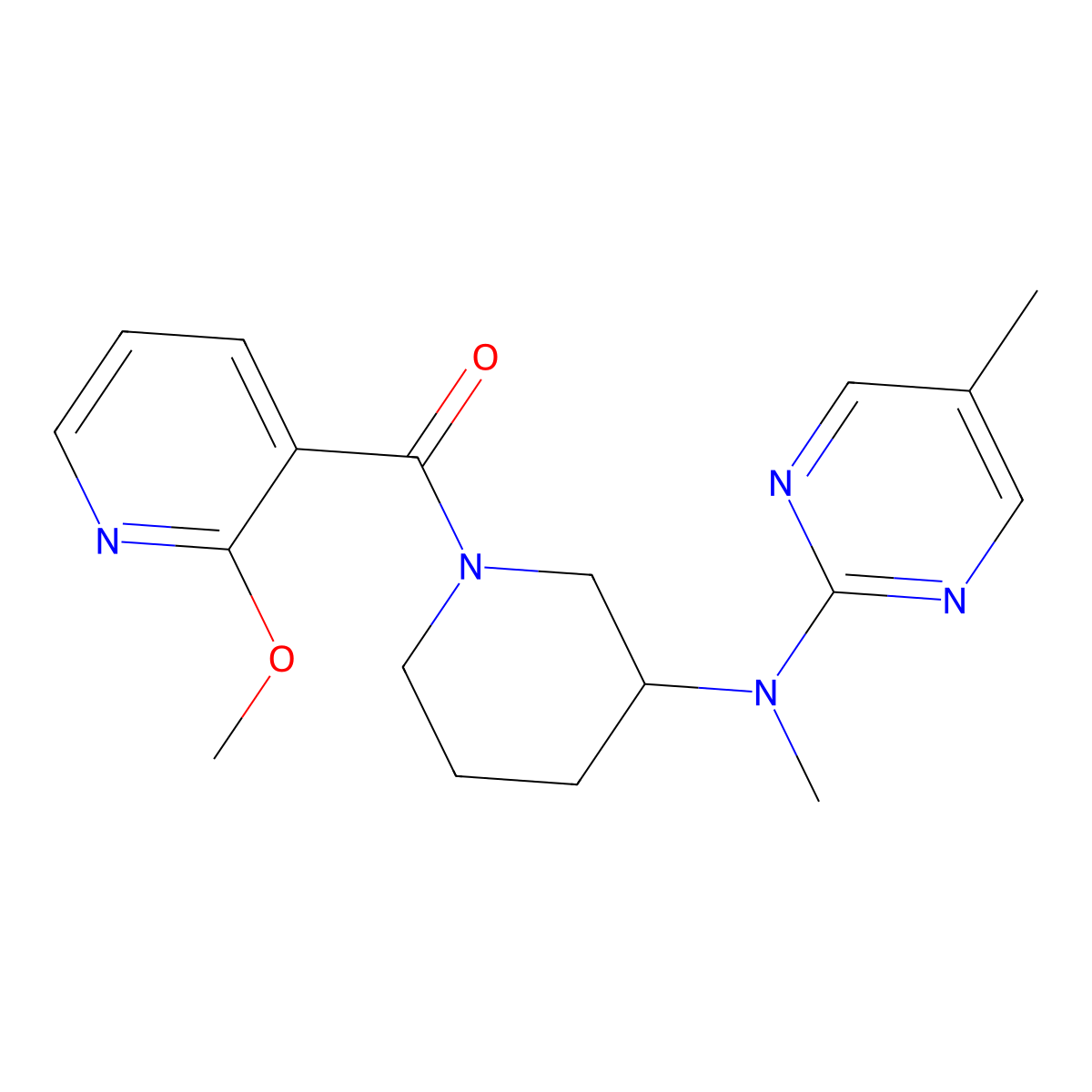 N-[1-(2-methoxypyridine-3-carbonyl)piperidin-3-yl]-N,5-dimethylpyrimidin-2-amine molecular structure, CAS 2640874-73-1