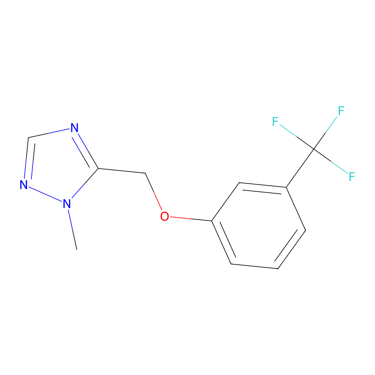 1-methyl-5-{[3-(trifluoromethyl)phenoxy]methyl}-1H-1,2,4-triazole molecular structure, CAS 2640874-74-2