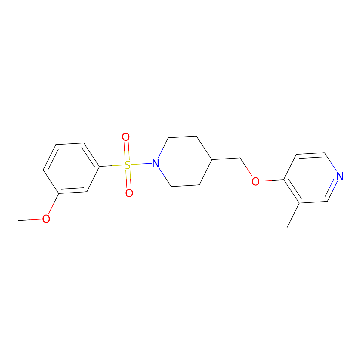 4-{[1-(3-Methoxybenzenesulfonyl)piperidin-4-yl]methoxy}-3-methylpyridine molecular structure, CAS 2640874-76-4