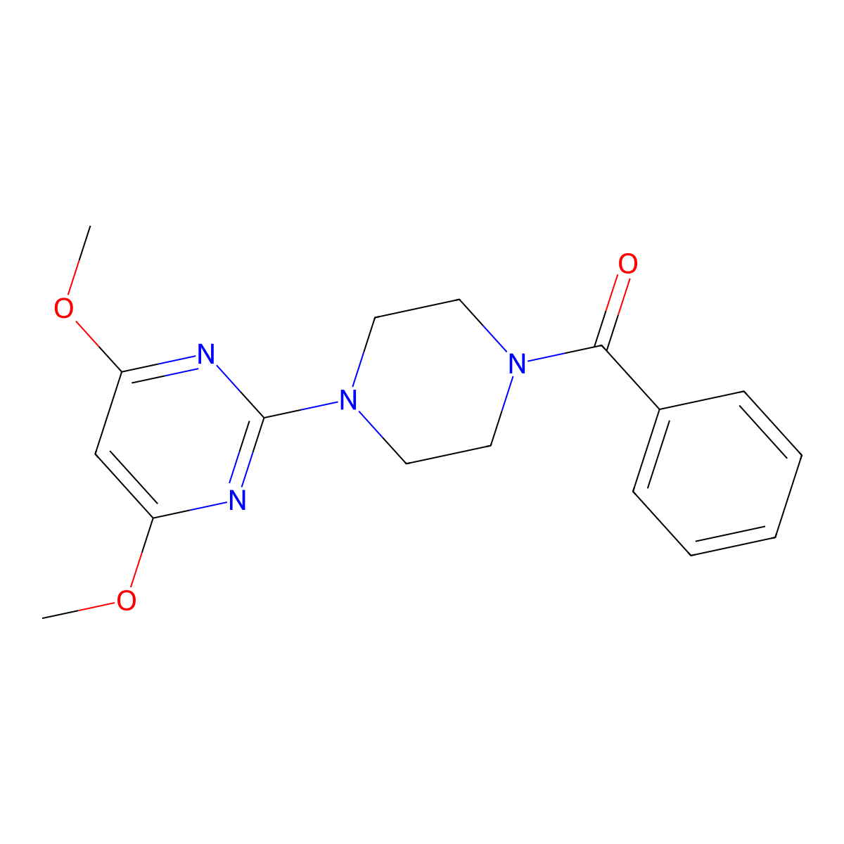 2-(4-Benzoylpiperazin-1-yl)-4,6-dimethoxypyrimidine molecular structure, CAS 2640874-78-6