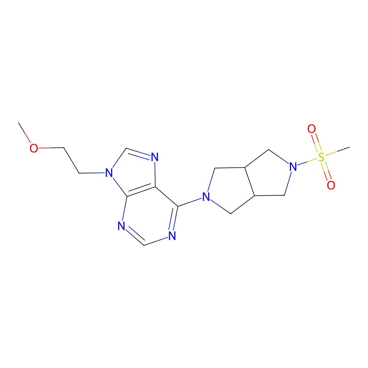 6-{5-methanesulfonyl-octahydropyrrolo[3,4-c]pyrrol-2-yl}-9-(2-methoxyethyl)-9H-purine molecular structure, CAS 2640874-82-2