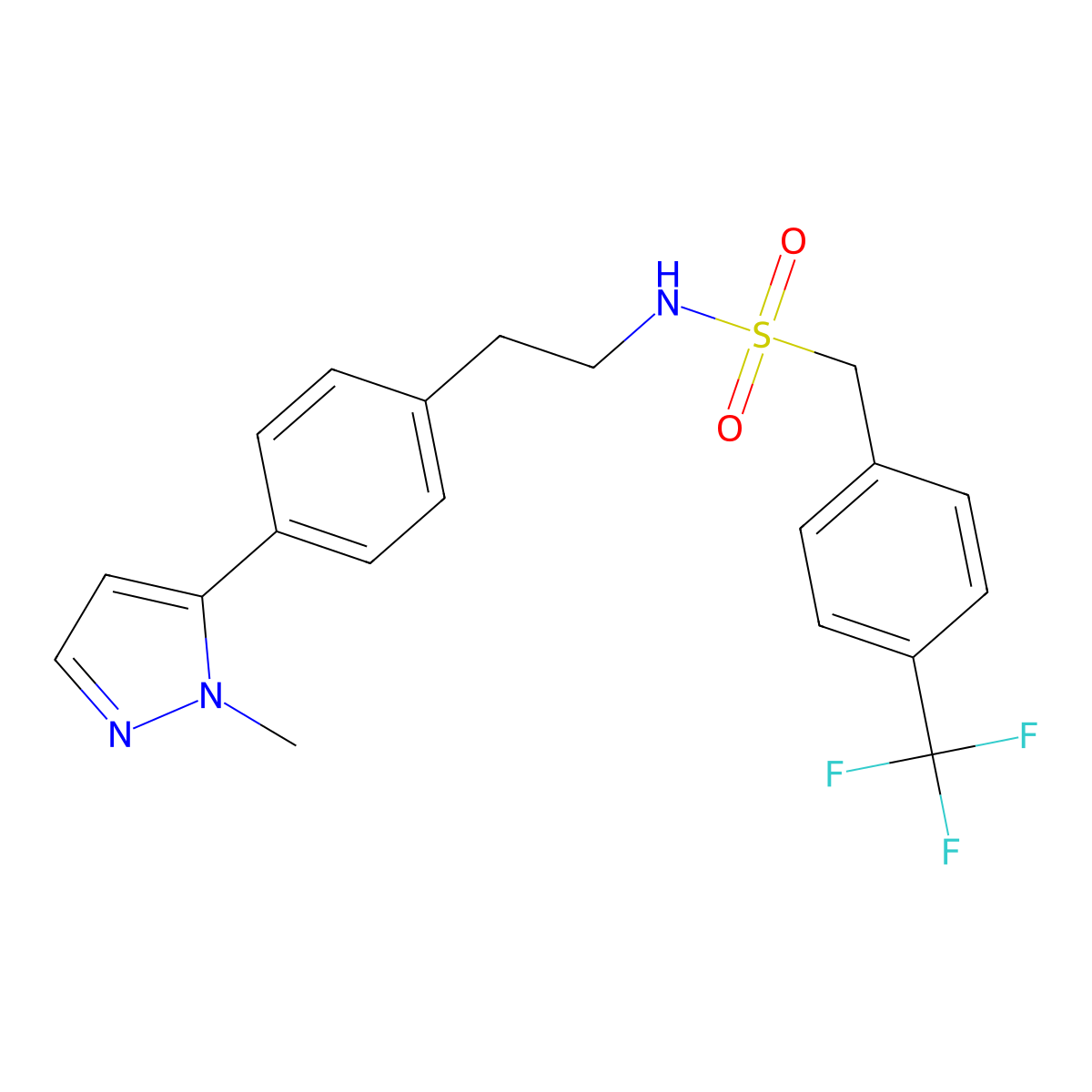 N-{2-[4-(1-methyl-1H-pyrazol-5-yl)phenyl]ethyl}-1-[4-(trifluoromethyl)phenyl]methanesulfonamide molecular structure, CAS 2640877-30-9