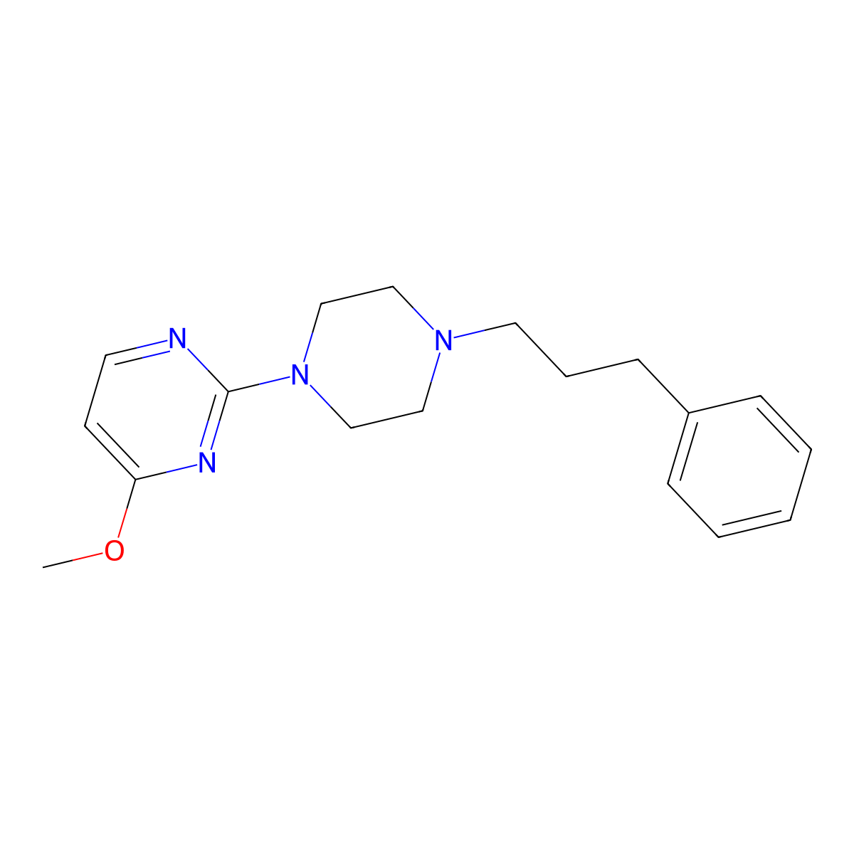 4-Methoxy-2-[4-(3-phenylpropyl)piperazin-1-yl]pyrimidine molecular structure, CAS 2640877-31-0