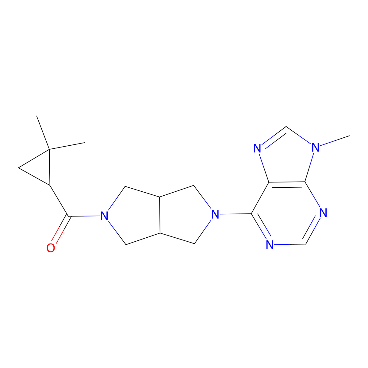 6-[5-(2,2-dimethylcyclopropanecarbonyl)-octahydropyrrolo[3,4-c]pyrrol-2-yl]-9-methyl-9H-purine molecular structure, CAS 2640877-39-8