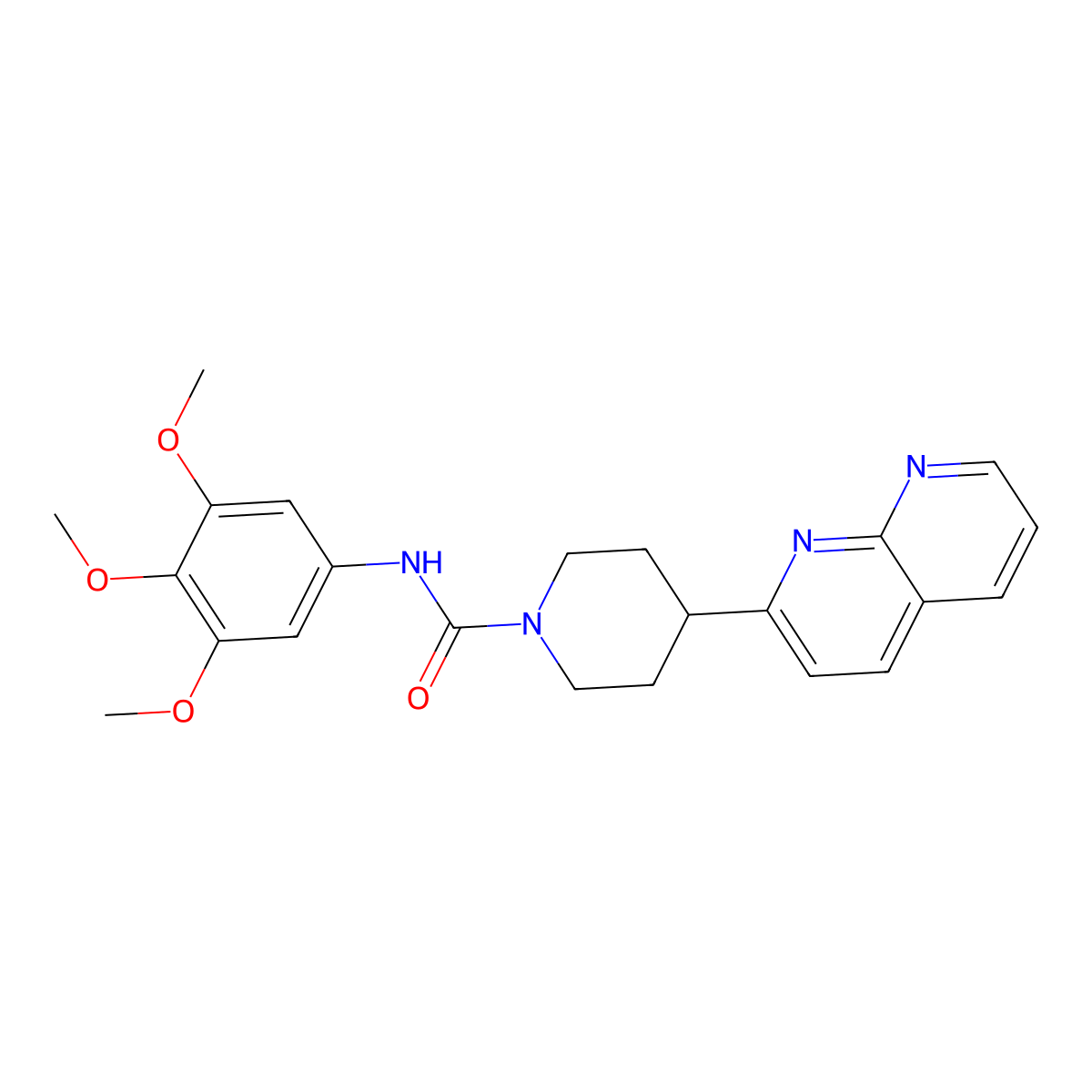4-(1,8-naphthyridin-2-yl)-N-(3,4,5-trimethoxyphenyl)piperidine-1-carboxamide molecular structure, CAS 2640877-48-9