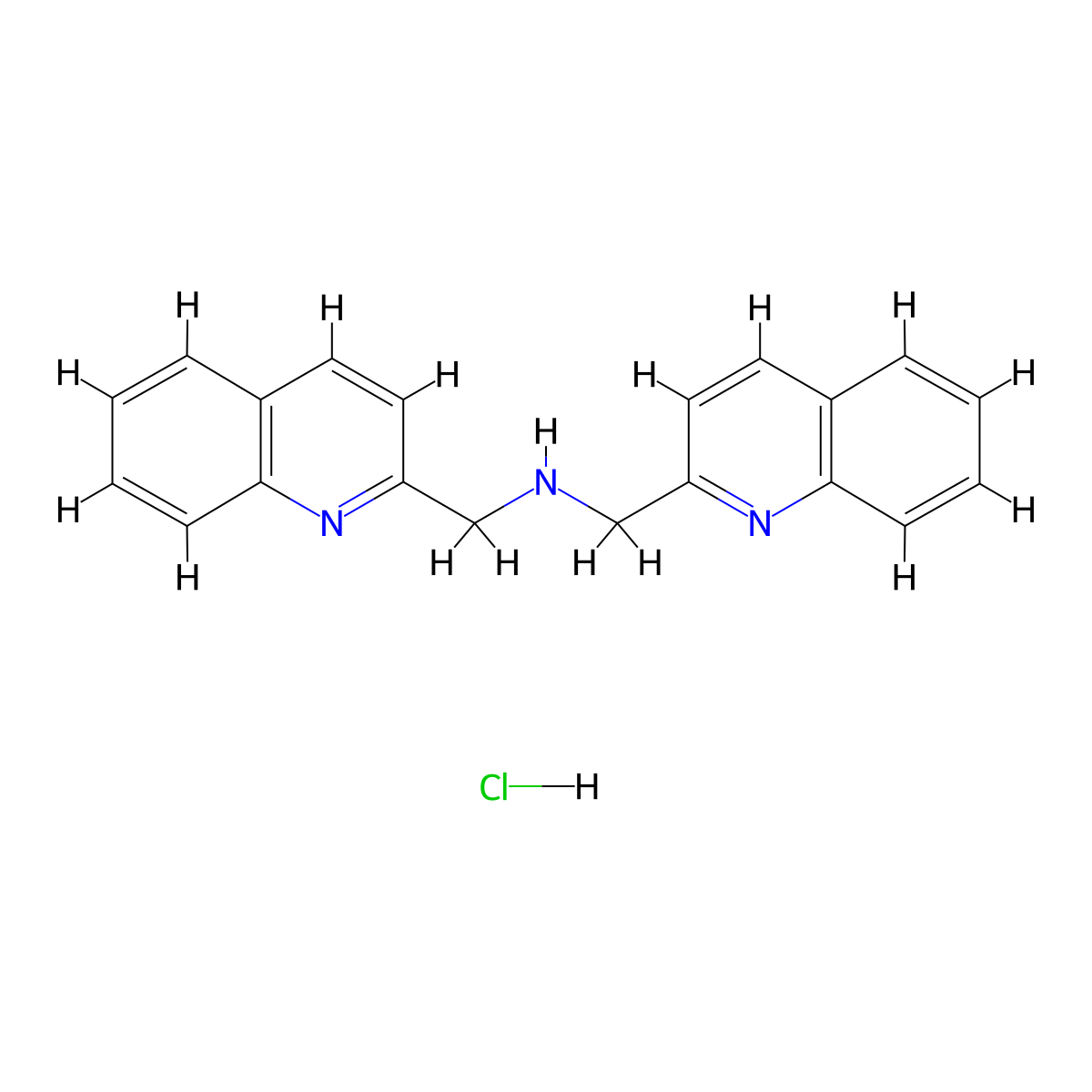 Bis[(quinolin-2-yl)methyl]amine hydrochloride molecular structure, CAS 2640877-59-2