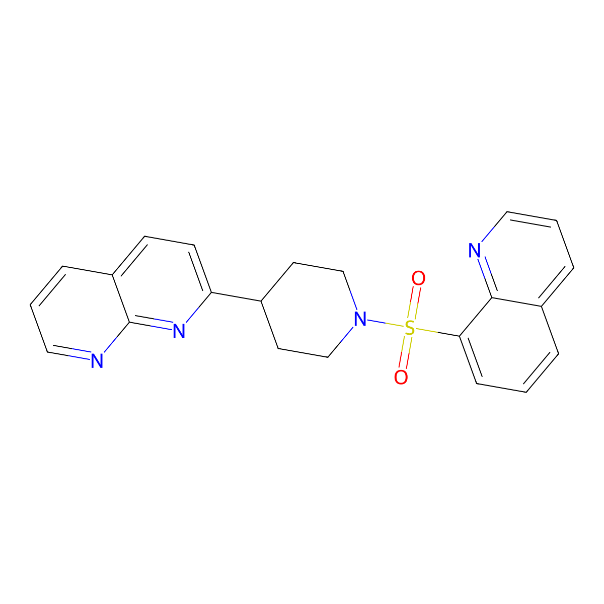 2-[1-(Quinoline-8-sulfonyl)piperidin-4-yl]-1,8-naphthyridine molecular structure, CAS 2640877-62-7
