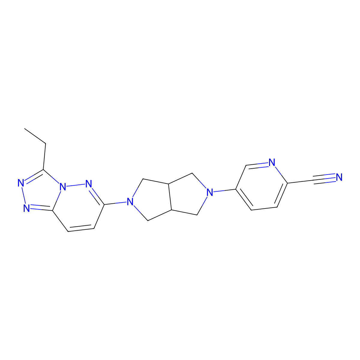 5-(5-{3-Ethyl-[1,2,4]triazolo[4,3-b]pyridazin-6-yl}-octahydropyrrolo[3,4-c]pyrrol-2-yl)pyridine-2-carbonitrile molecular structure, CAS 2640877-63-8