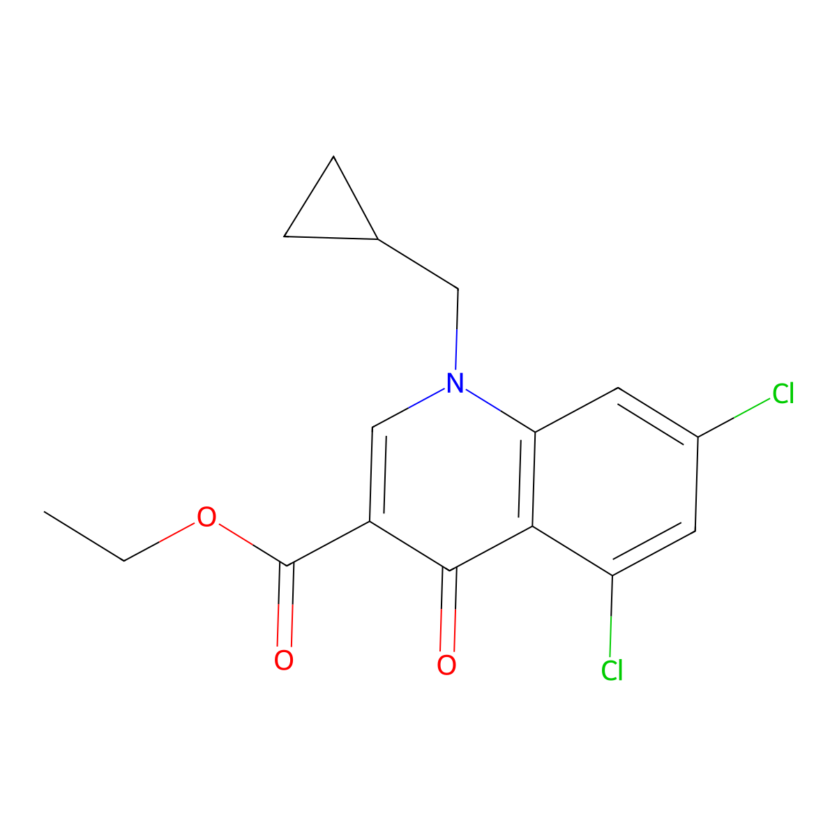 Ethyl 5,7-dichloro-1-(cyclopropylmethyl)-4-oxo-1,4-dihydroquinoline-3-carboxylate molecular structure, CAS 2640877-64-9