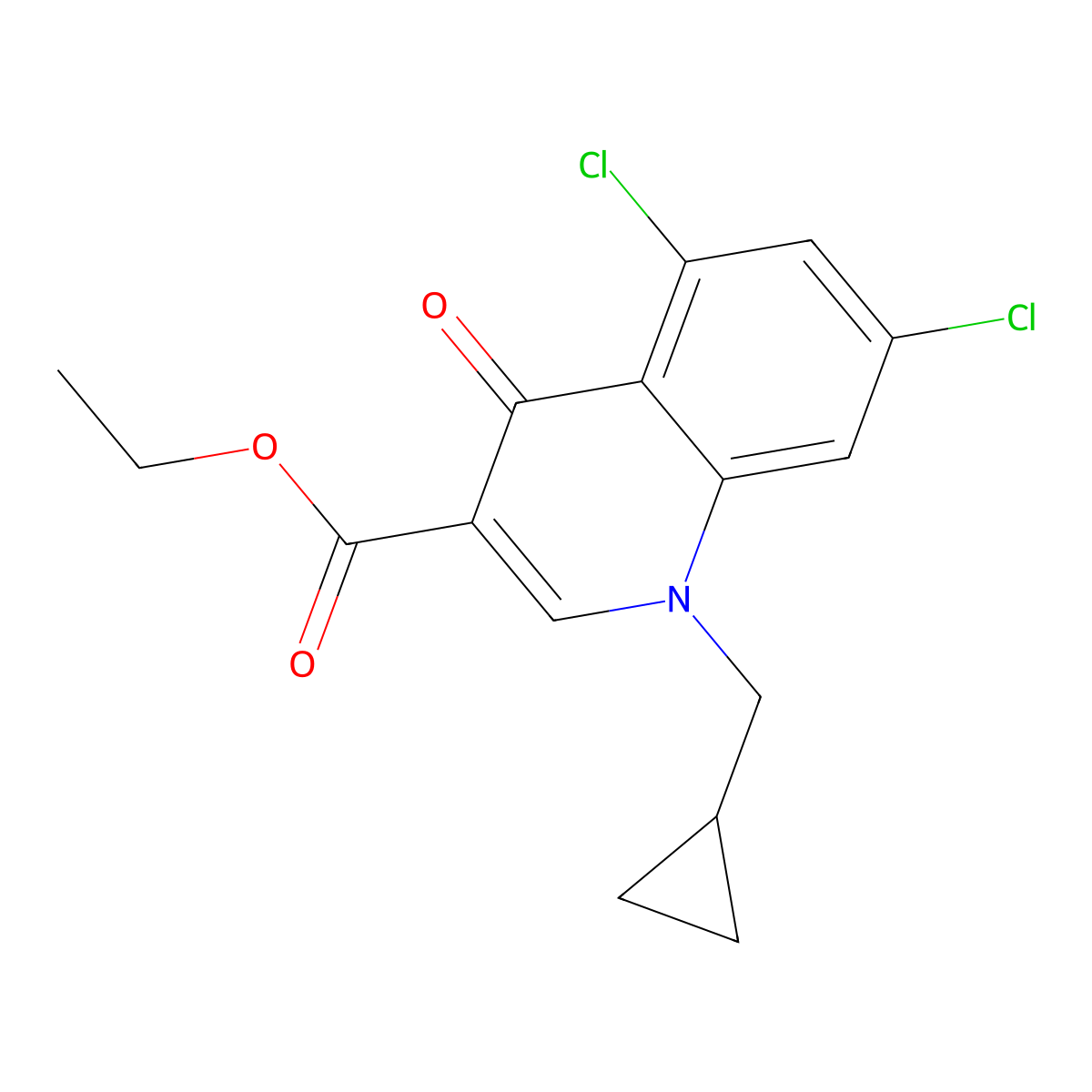 Ethyl 5,7-dichloro-1-(cyclopropylmethyl)-4-oxo-1,4-dihydroquinoline-3-carboxylate molecular structure, CAS 2640877-64-9