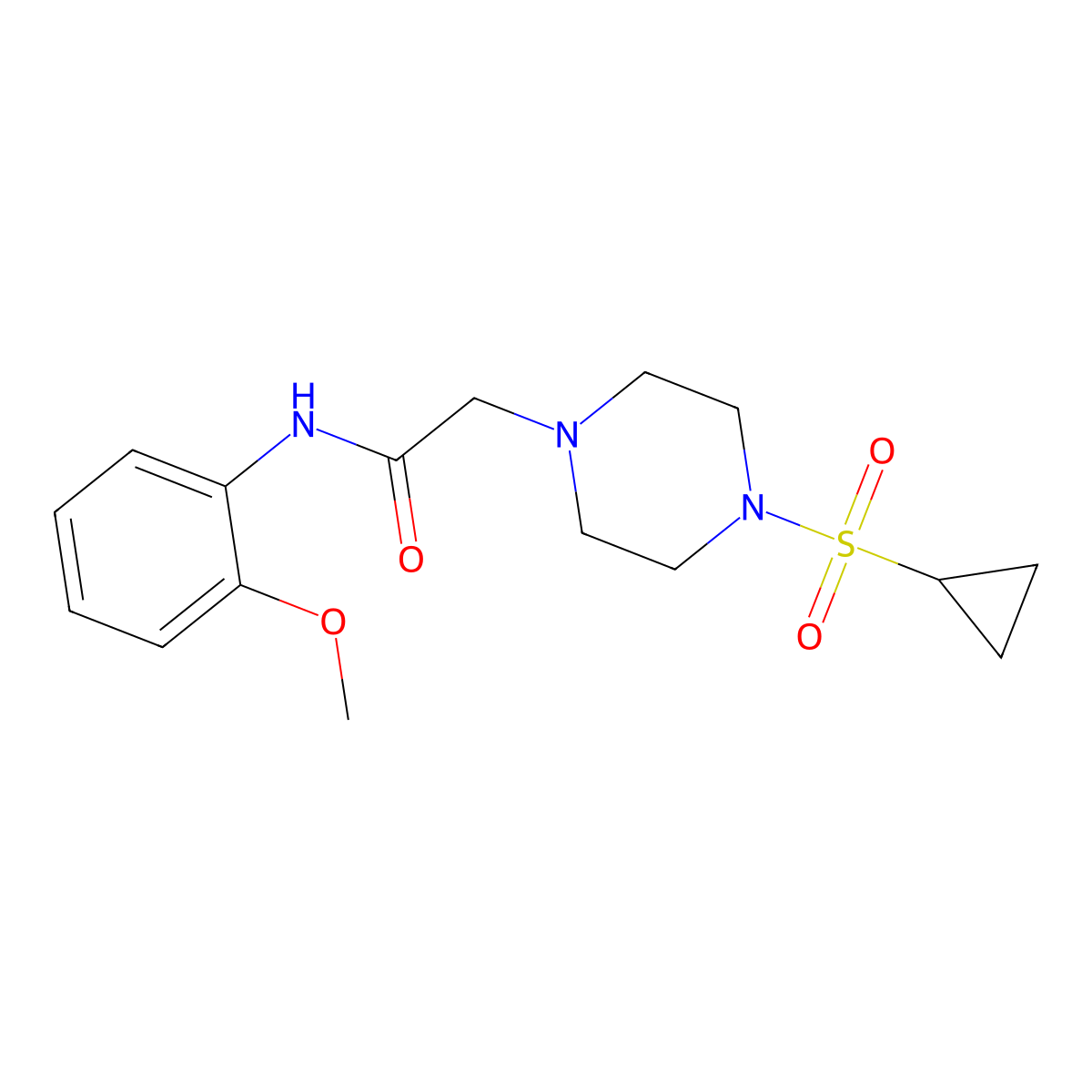 2-[4-(cyclopropanesulfonyl)piperazin-1-yl]-N-(2-methoxyphenyl)acetamide molecular structure, CAS 2640877-66-1