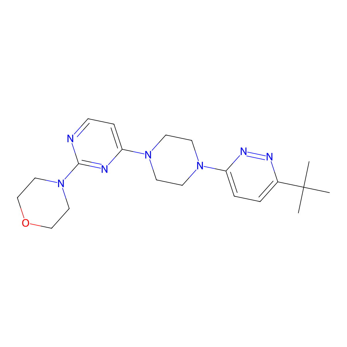 4-{4-[4-(6-Tert-butylpyridazin-3-yl)piperazin-1-yl]pyrimidin-2-yl}morpholine molecular structure, CAS 2640877-75-2