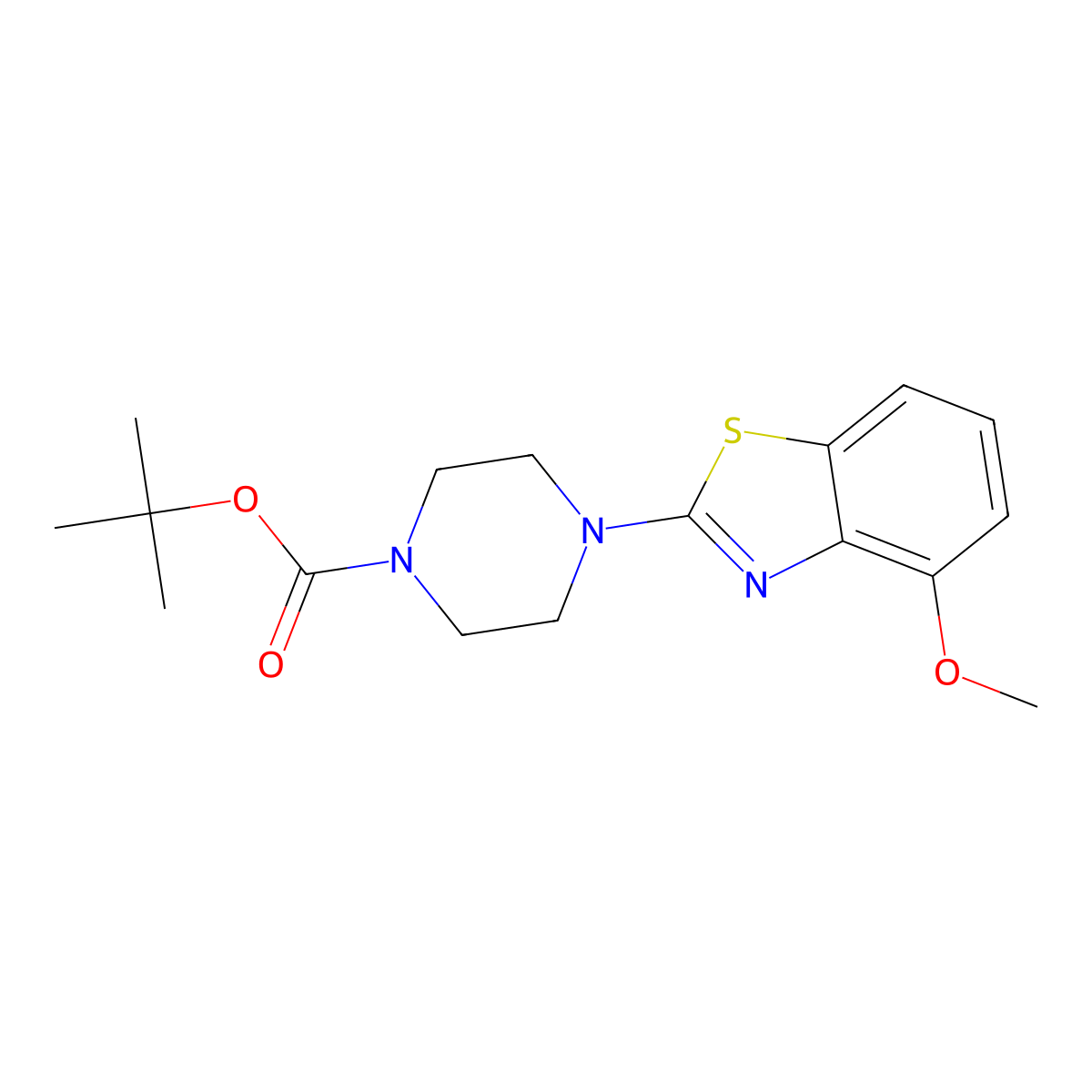 Tert-butyl 4-(4-methoxy-1,3-benzothiazol-2-yl)piperazine-1-carboxylate molecular structure, CAS 2640877-87-6