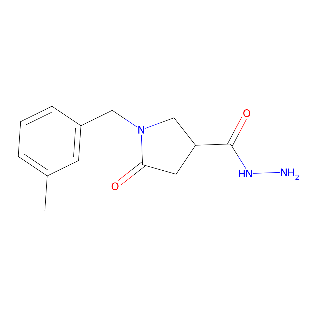 1-[(3-Methylphenyl)methyl]-5-oxopyrrolidine-3-carbohydrazide molecular structure, CAS 2640877-97-8