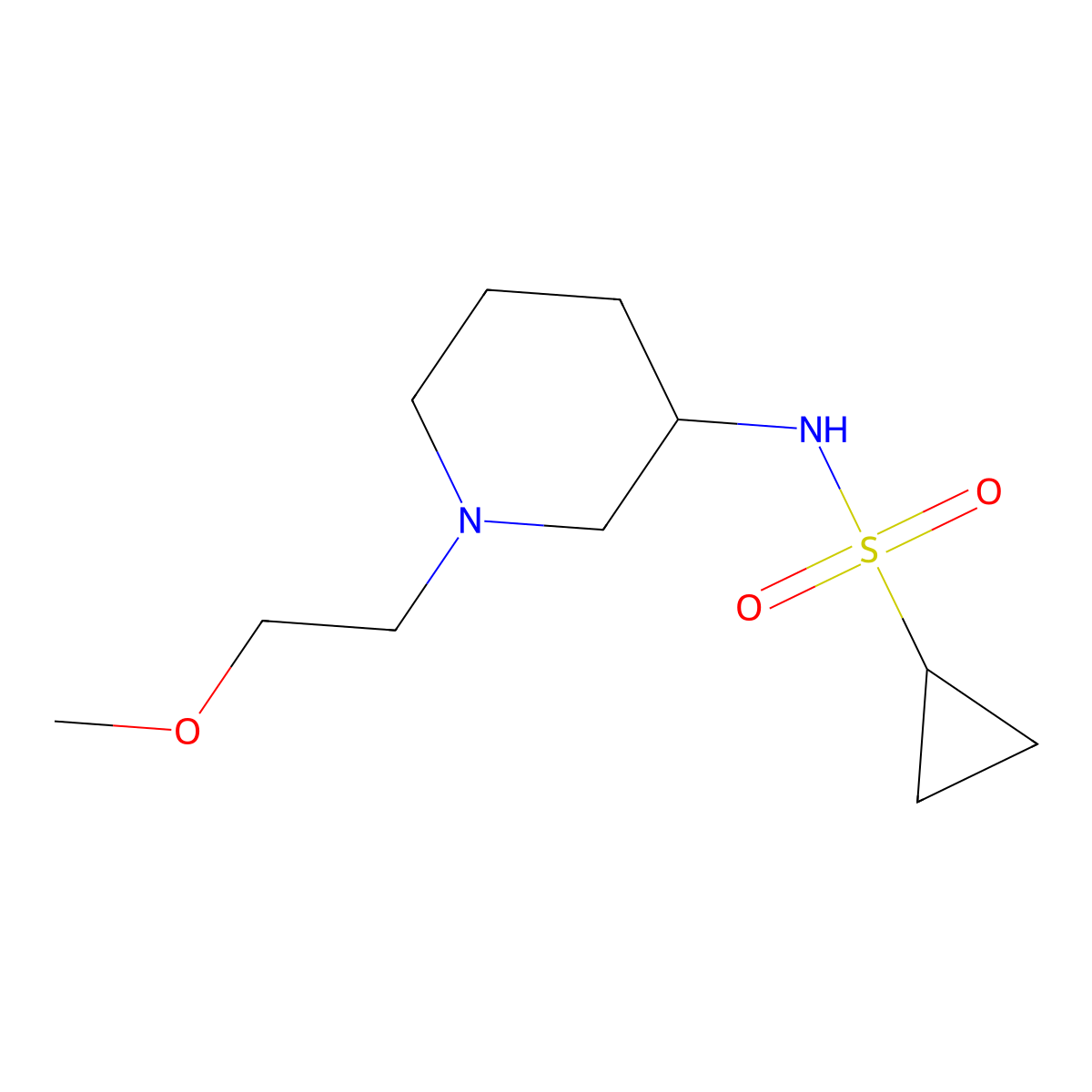 N-[1-(2-methoxyethyl)piperidin-3-yl]cyclopropanesulfonamide molecular structure, CAS 2640877-99-0