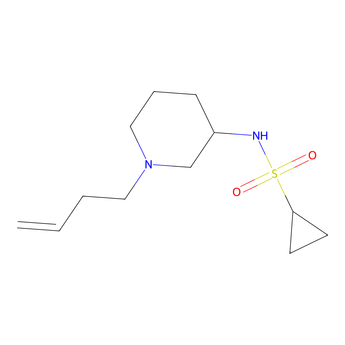 N-[1-(but-3-en-1-yl)piperidin-3-yl]cyclopropanesulfonamide molecular structure, CAS 2640878-00-6