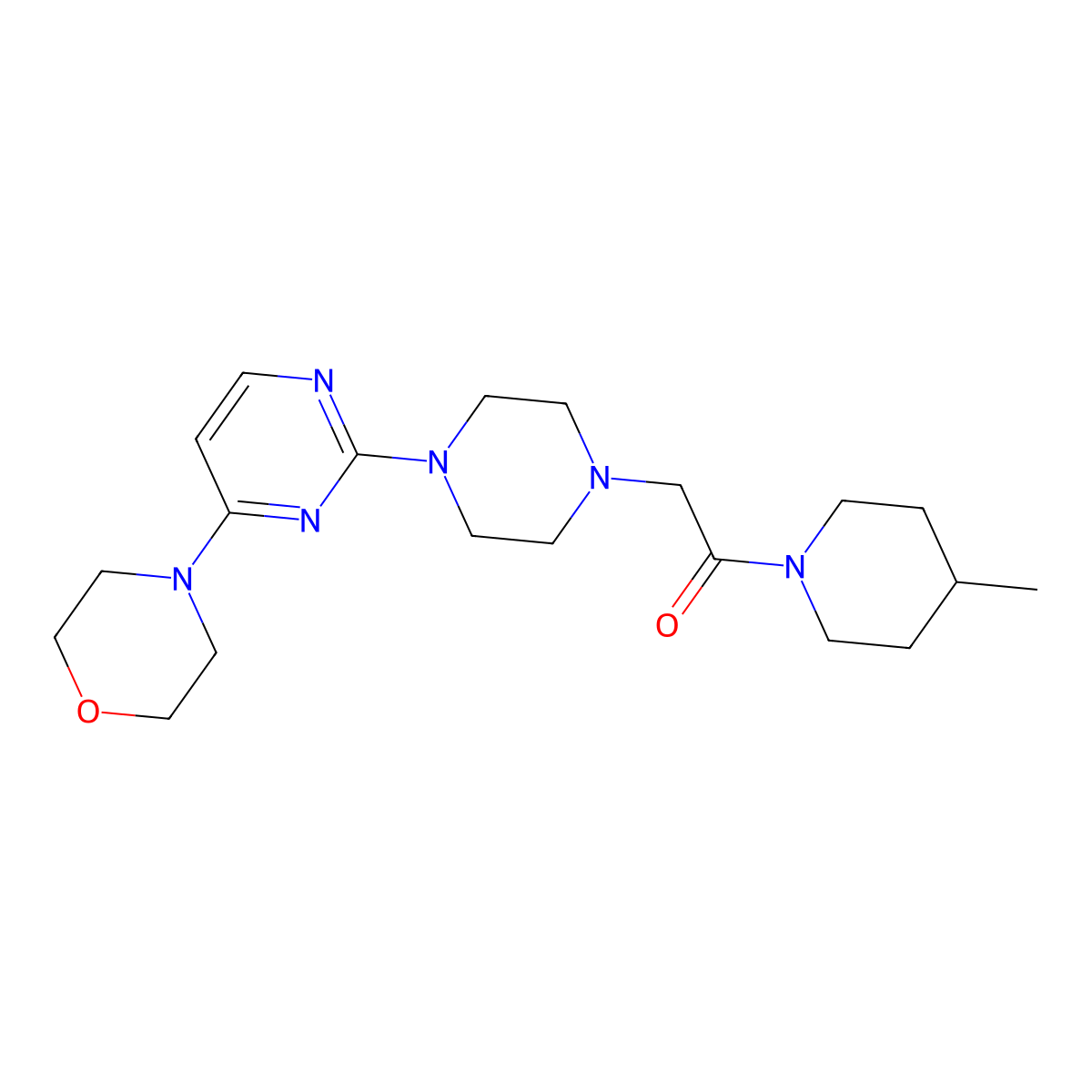1-(4-Methylpiperidin-1-yl)-2-{4-[4-(morpholin-4-yl)pyrimidin-2-yl]piperazin-1-yl}ethan-1-one molecular structure, CAS 2640878-05-1