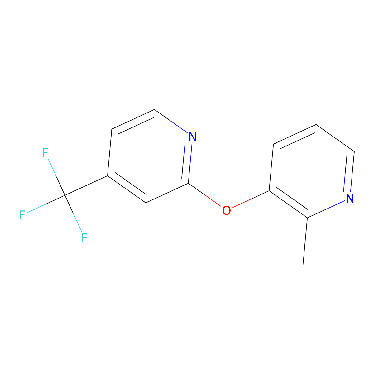 2-[(2-Methylpyridin-3-yl)oxy]-4-(trifluoromethyl)pyridine molecular structure, CAS 2640878-06-2
