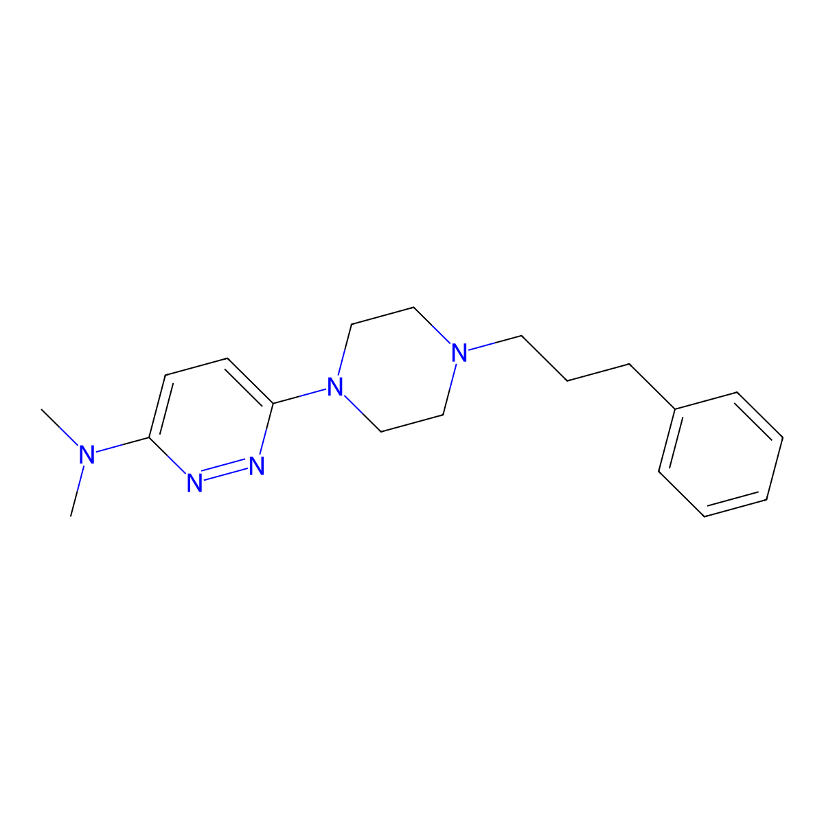 N,N-dimethyl-6-[4-(3-phenylpropyl)piperazin-1-yl]pyridazin-3-amine molecular structure, CAS 2640878-07-3