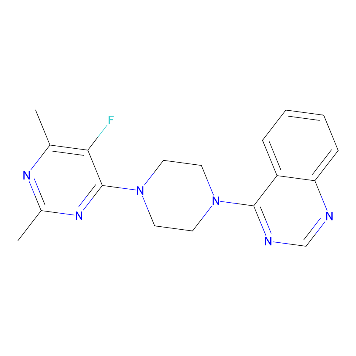 4-[4-(5-Fluoro-2,6-dimethylpyrimidin-4-yl)piperazin-1-yl]quinazoline molecular structure, CAS 2640878-17-5
