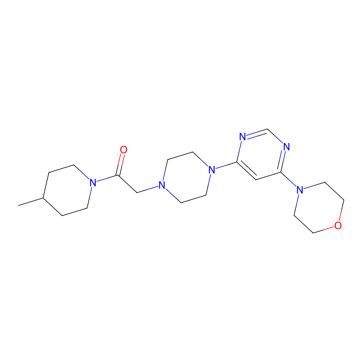 1-(4-Methylpiperidin-1-yl)-2-{4-[6-(morpholin-4-yl)pyrimidin-4-yl]piperazin-1-yl}ethan-1-one molecular structure, CAS 2640878-25-5