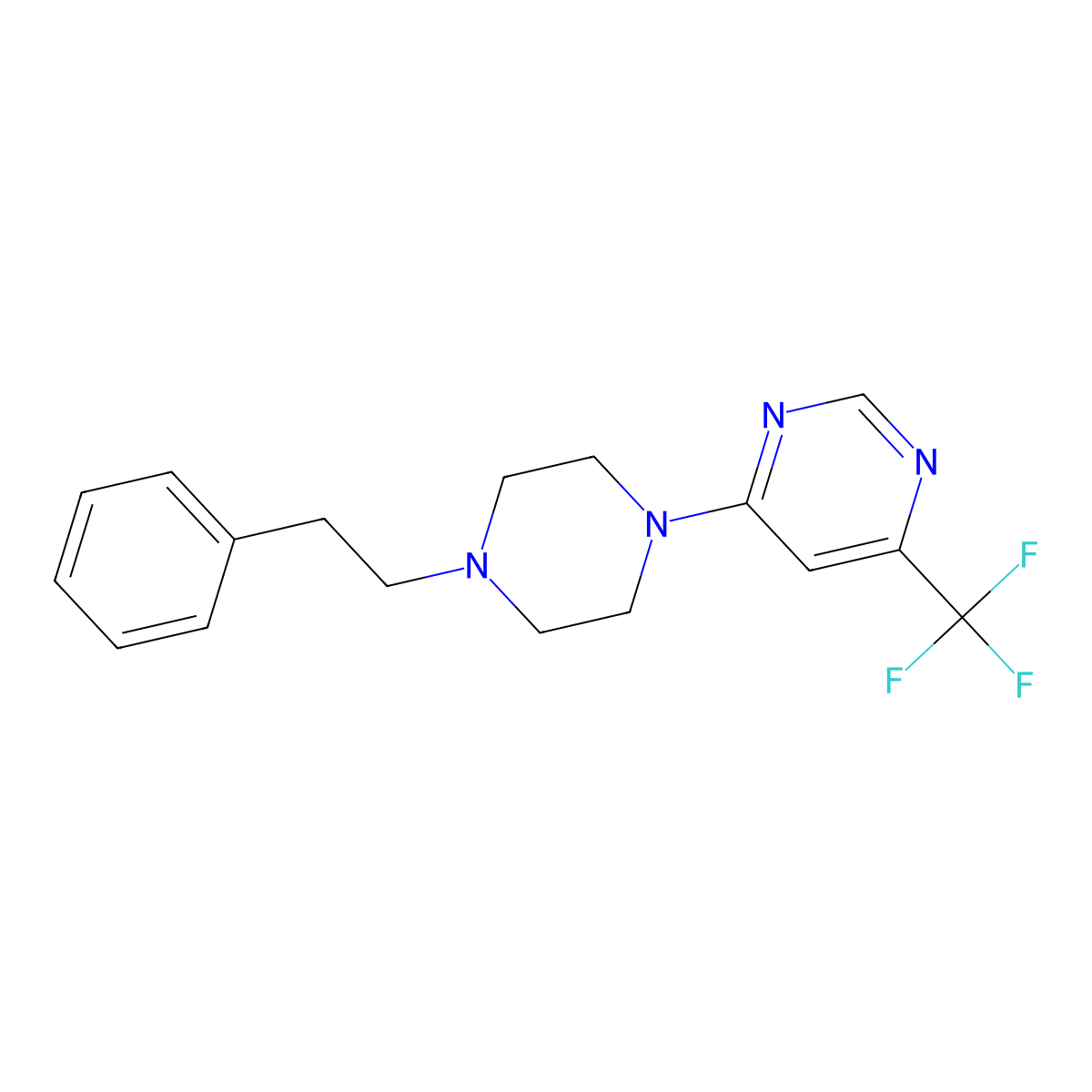 4-[4-(2-Phenylethyl)piperazin-1-yl]-6-(trifluoromethyl)pyrimidine molecular structure, CAS 2640878-28-8