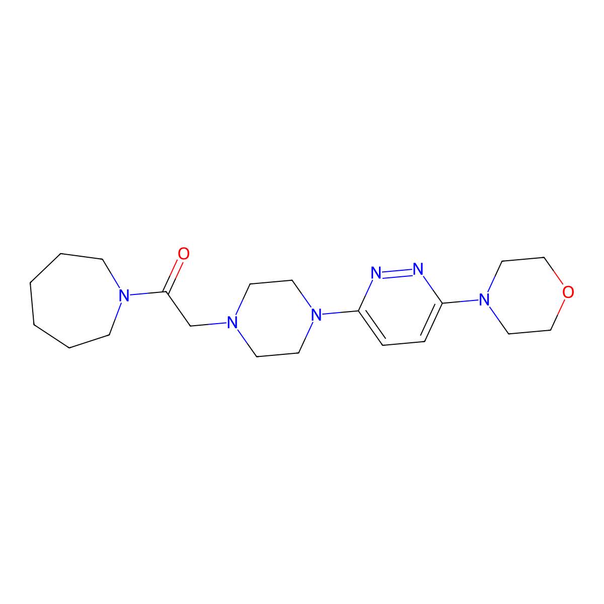 1-(Azepan-1-yl)-2-{4-[6-(morpholin-4-yl)pyridazin-3-yl]piperazin-1-yl}ethan-1-one molecular structure, CAS 2640878-32-4